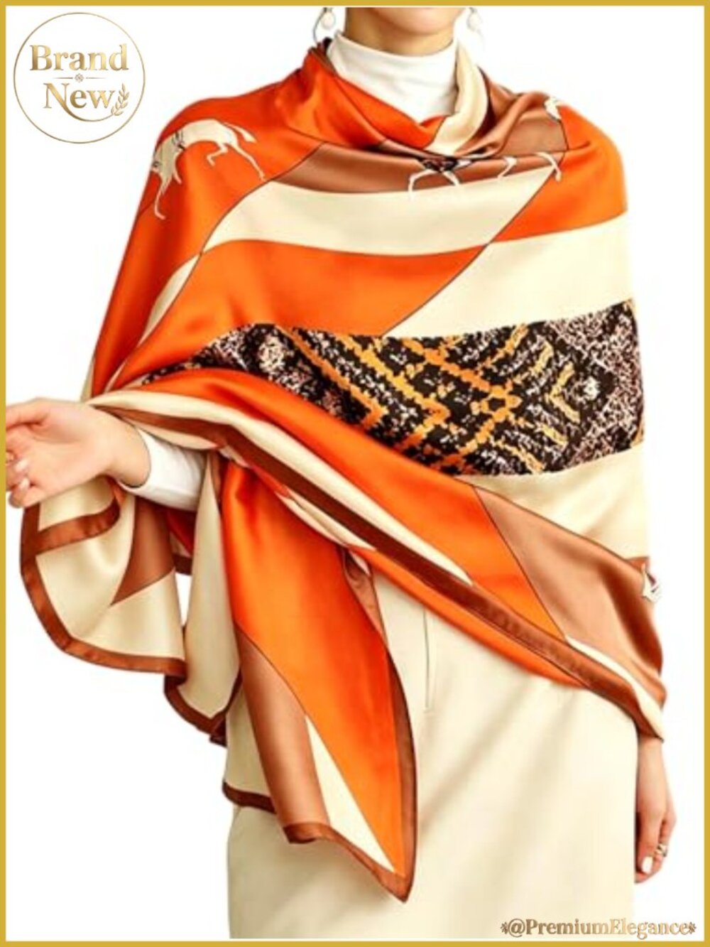 Large Silk Feeling Shawl Wrap Travel Scarf Lightweight Neck Scarf